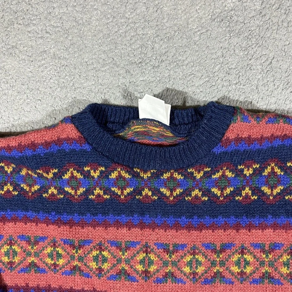 Vintage Laura Ashley Women's Embroidered 100% Wool Sweater Long Sleeve #3489